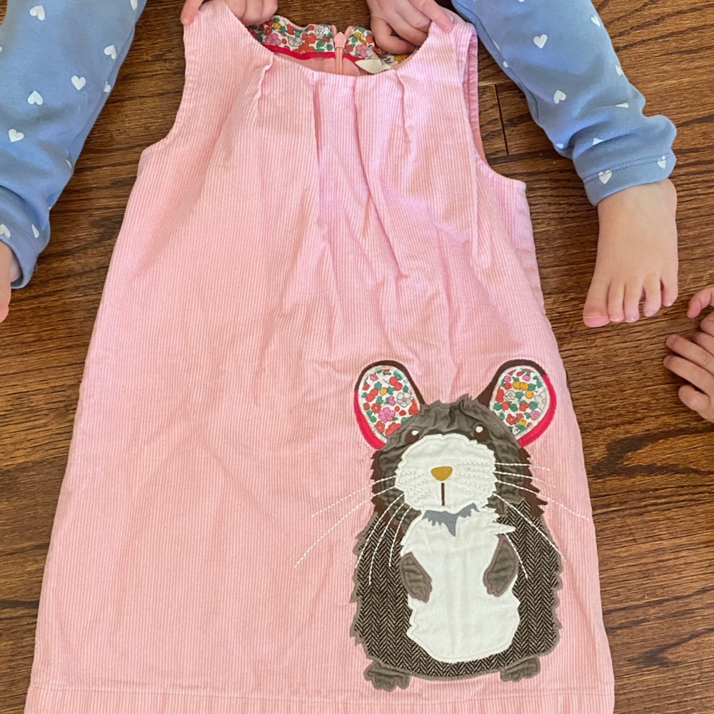 Boden Pink Mouse Appliqué Dress